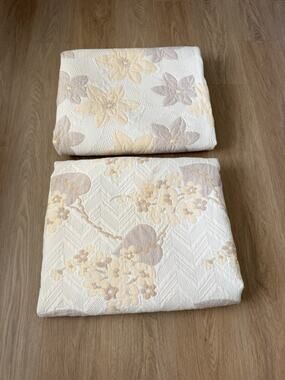 Vintage San Marcos Set Of 2 Tan/White Bedspread Coverlet Reversible King